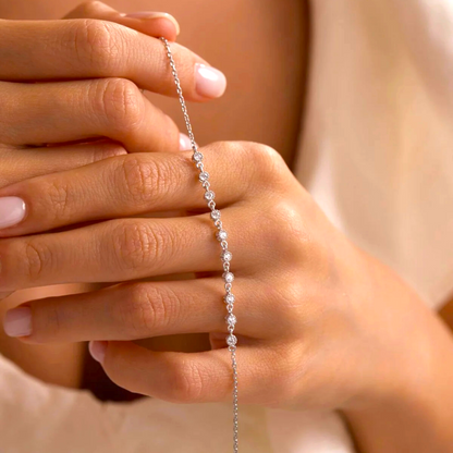 925 Sterling Tiny Row White Zircon Stone Bracelet