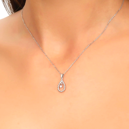 925 Sterling Silver Chain Gold-Silver Diamond Drop Necklace