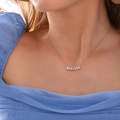 925 Sterling Silver Baguette Stone Diamond Mounted Necklace