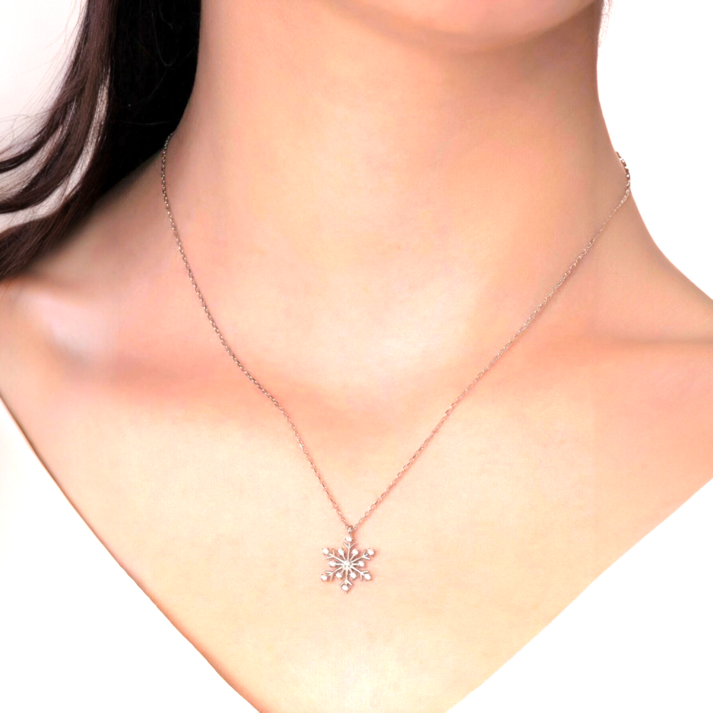 925 Sterling Silver Chain Snowflake Gold-Silver Necklace
