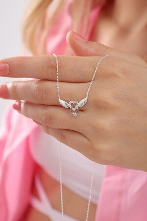 925 Sterling Silver Chain Angel Winged Heart Gold-Silver Necklace