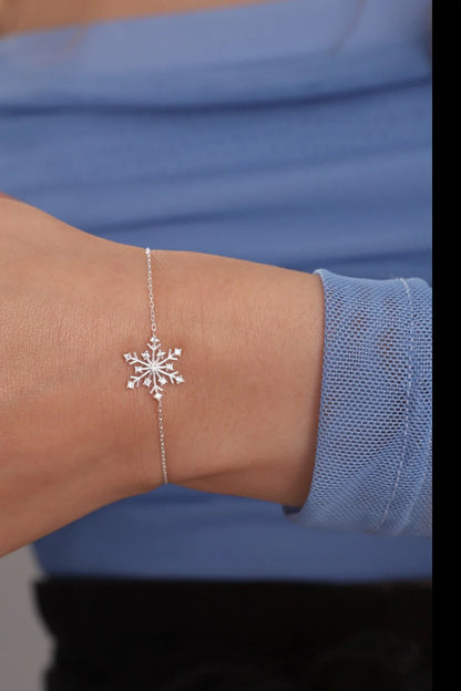 925 Sterling Silver Chain Snowflake Gold-Silver Bracelet