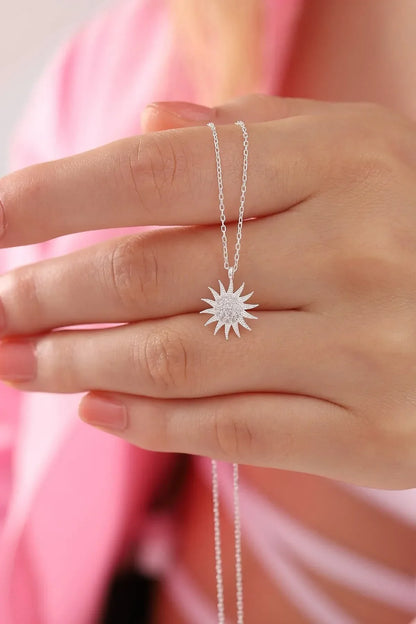925 Sterling Gold-Silver Chain Sun Necklace