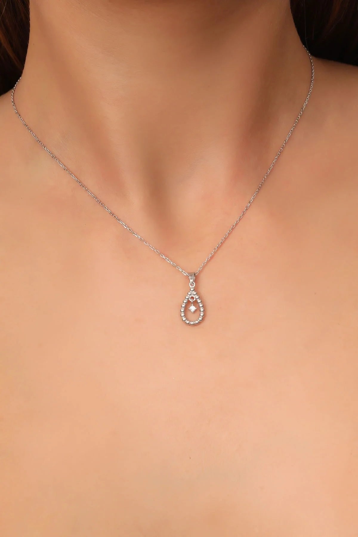 925 Sterling Silver Chain Gold-Silver Diamond Drop Necklace