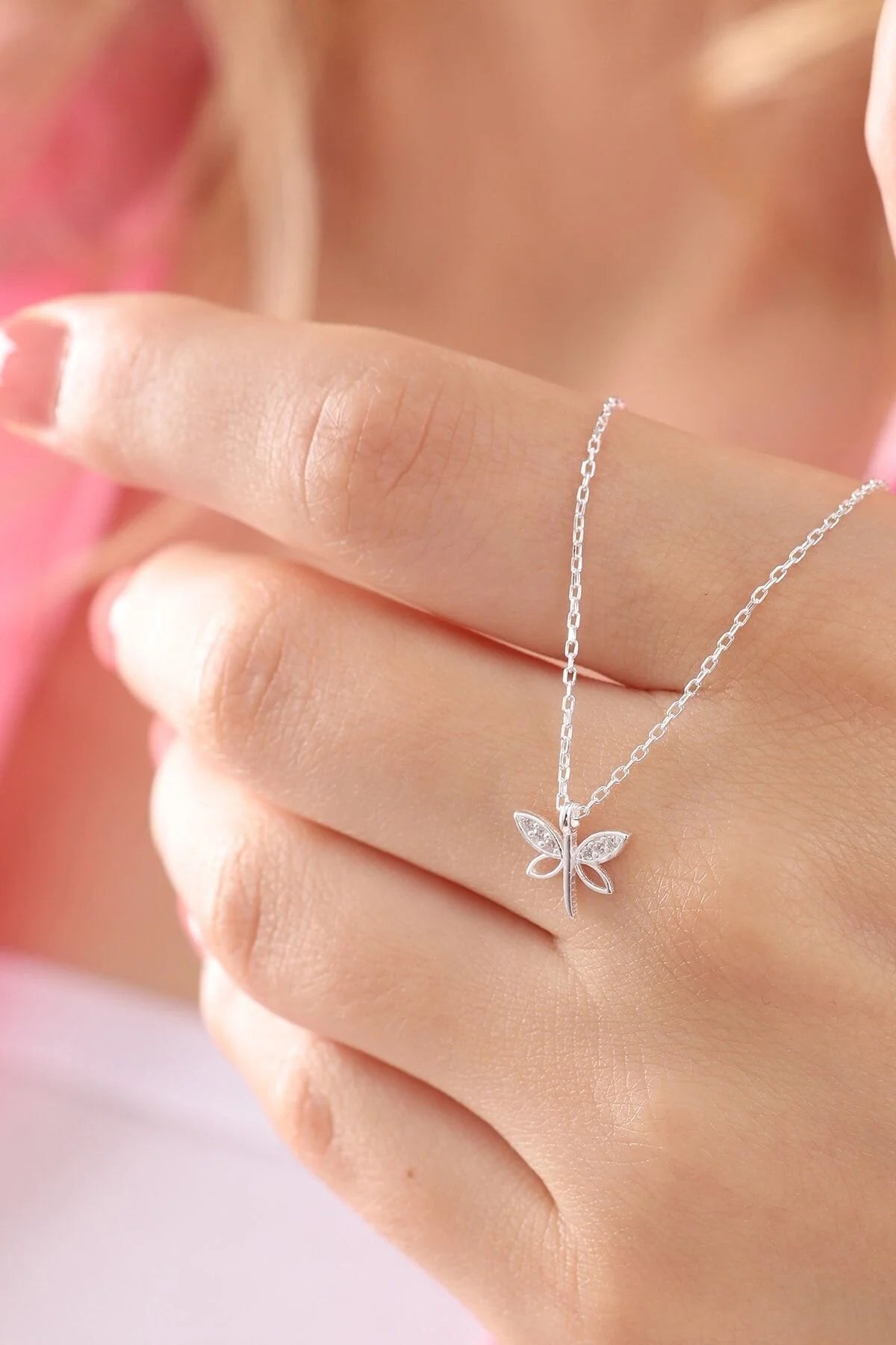 925 Sterling Silver Chain Dragonfly Necklace