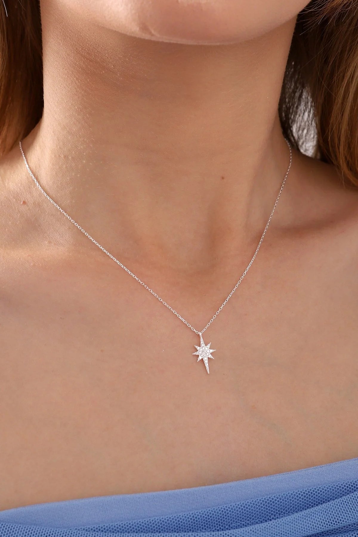 925 Sterling Silver Chain Polar Star Gold-Silver Necklace