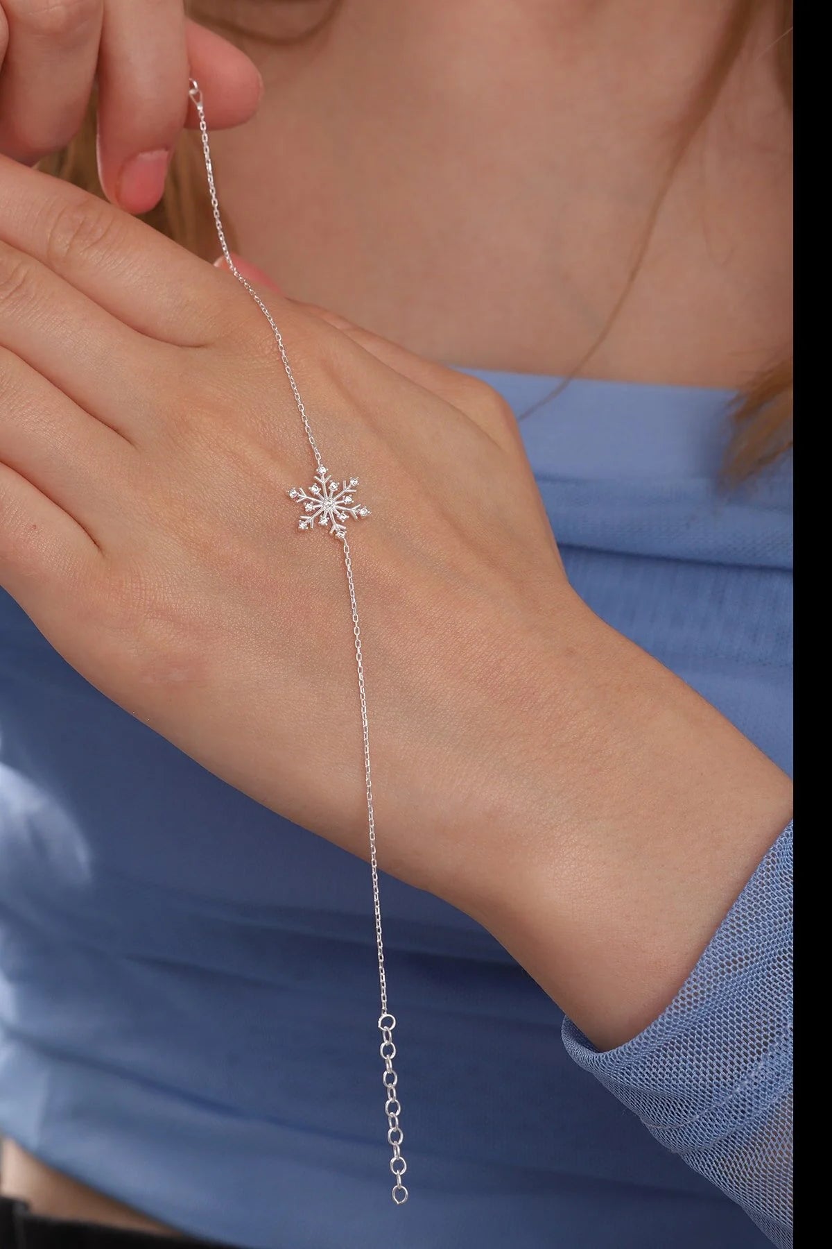 925 Sterling Silver Chain Snowflake Gold-Silver Bracelet