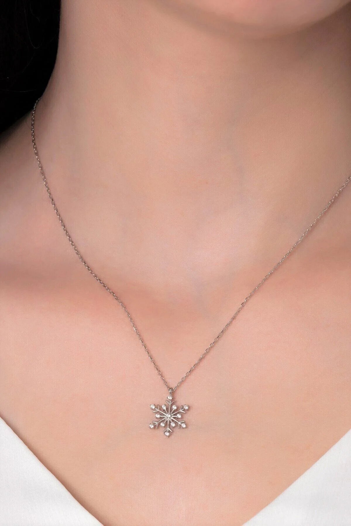 925 Sterling Silver Chain Snowflake Gold-Silver Necklace