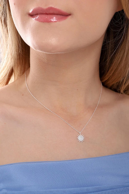 925 Sterling Gold-Silver Chain Sun Necklace