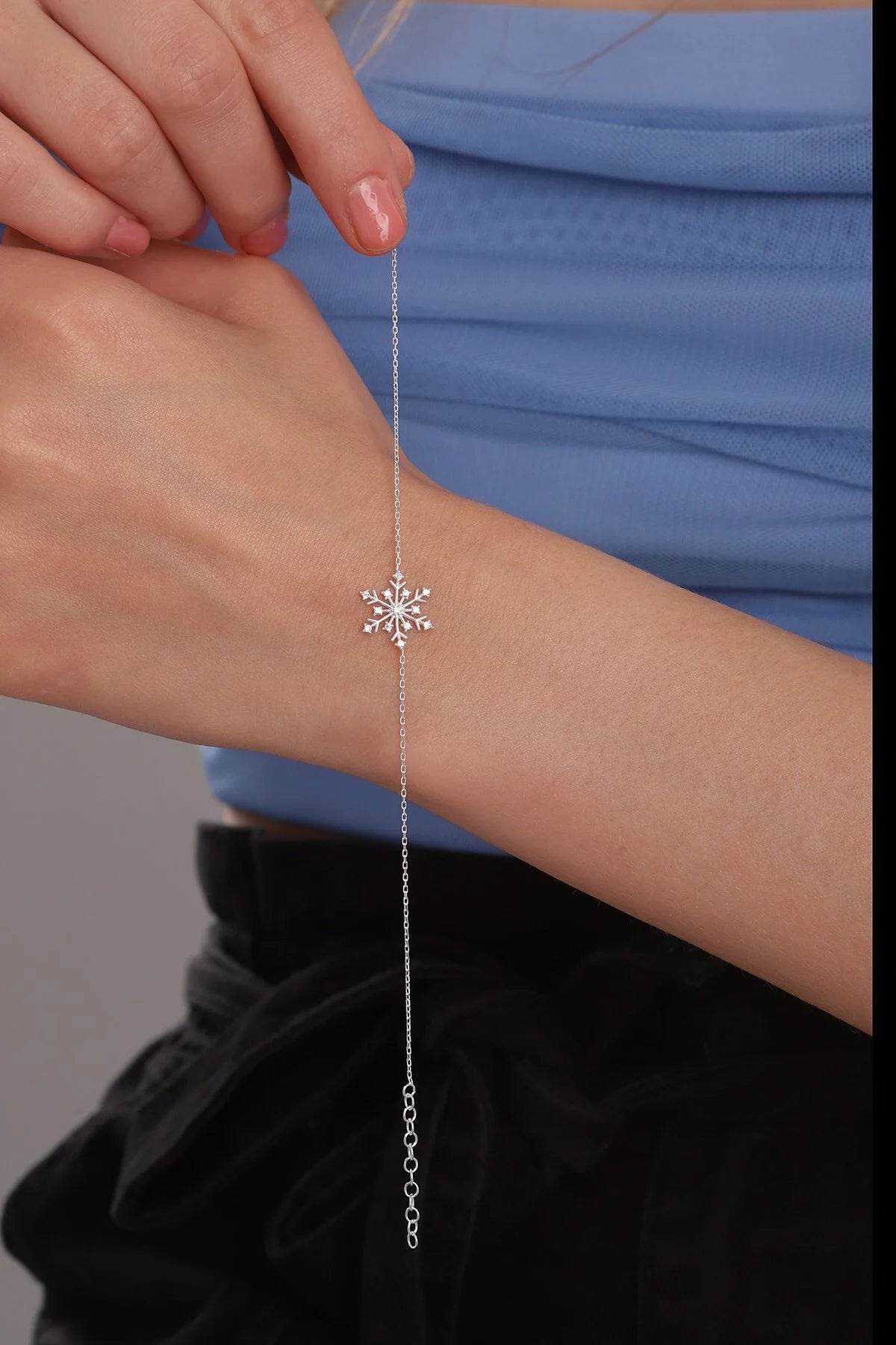 925 Sterling Silver Chain Snowflake Gold-Silver Bracelet