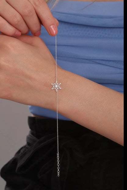925 Sterling Silver Chain Snowflake Gold-Silver Bracelet