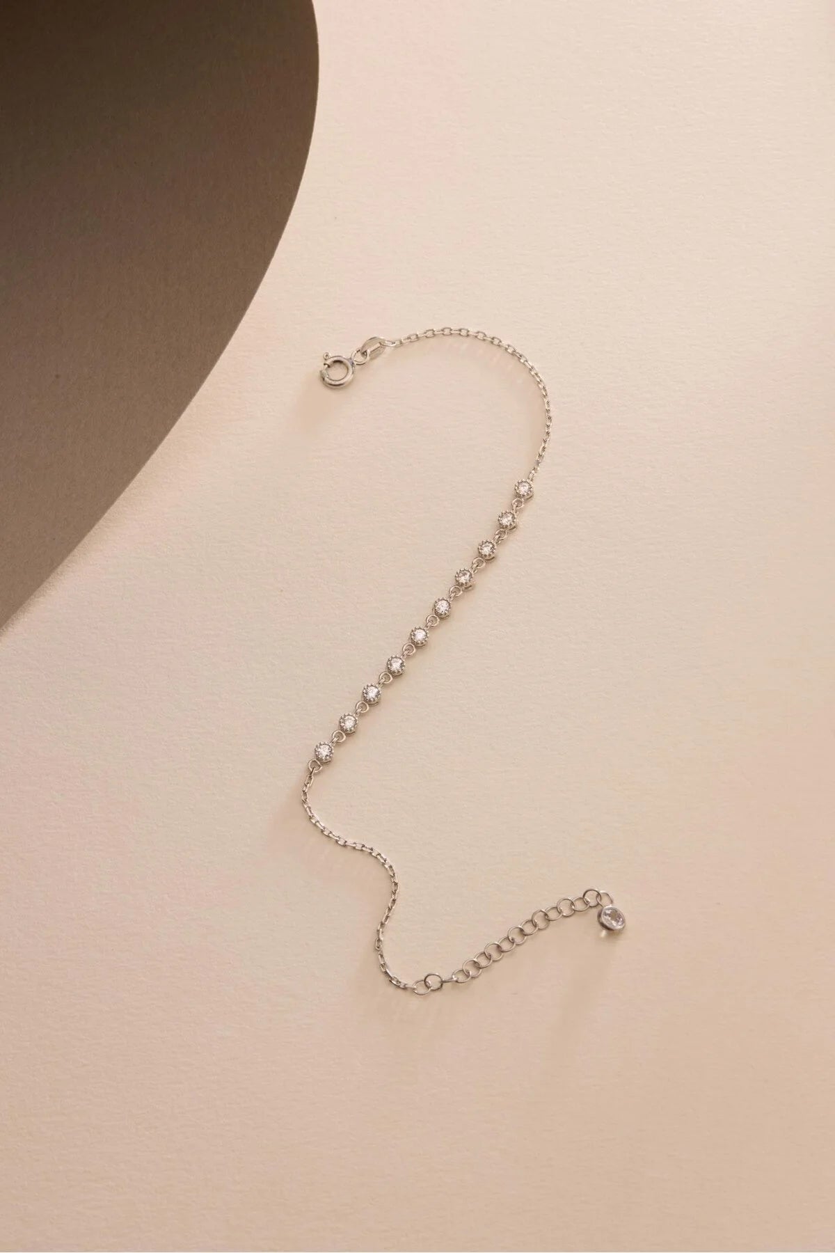 925 Sterling Tiny Row White Zircon Stone Bracelet