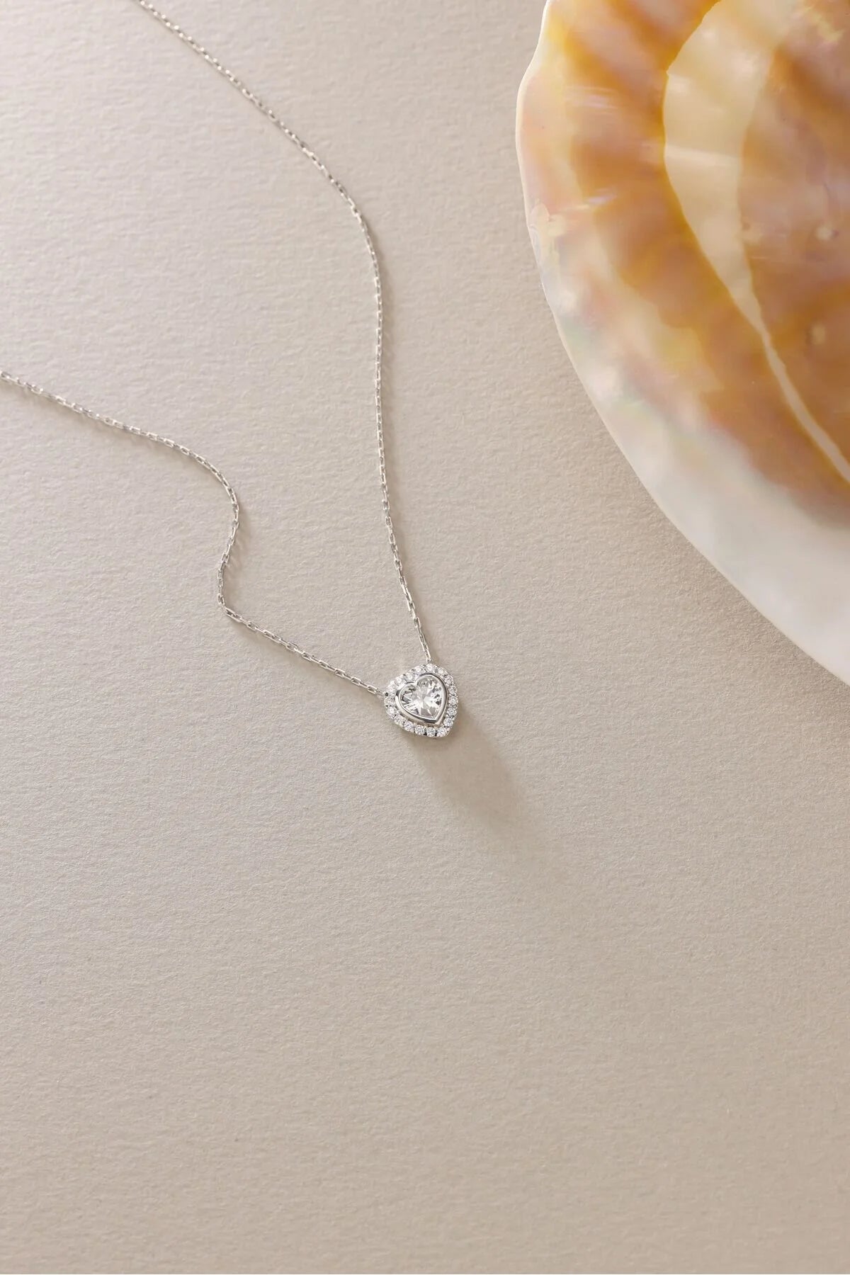 925 Sterling Silver Gold White Stone Heart Necklace