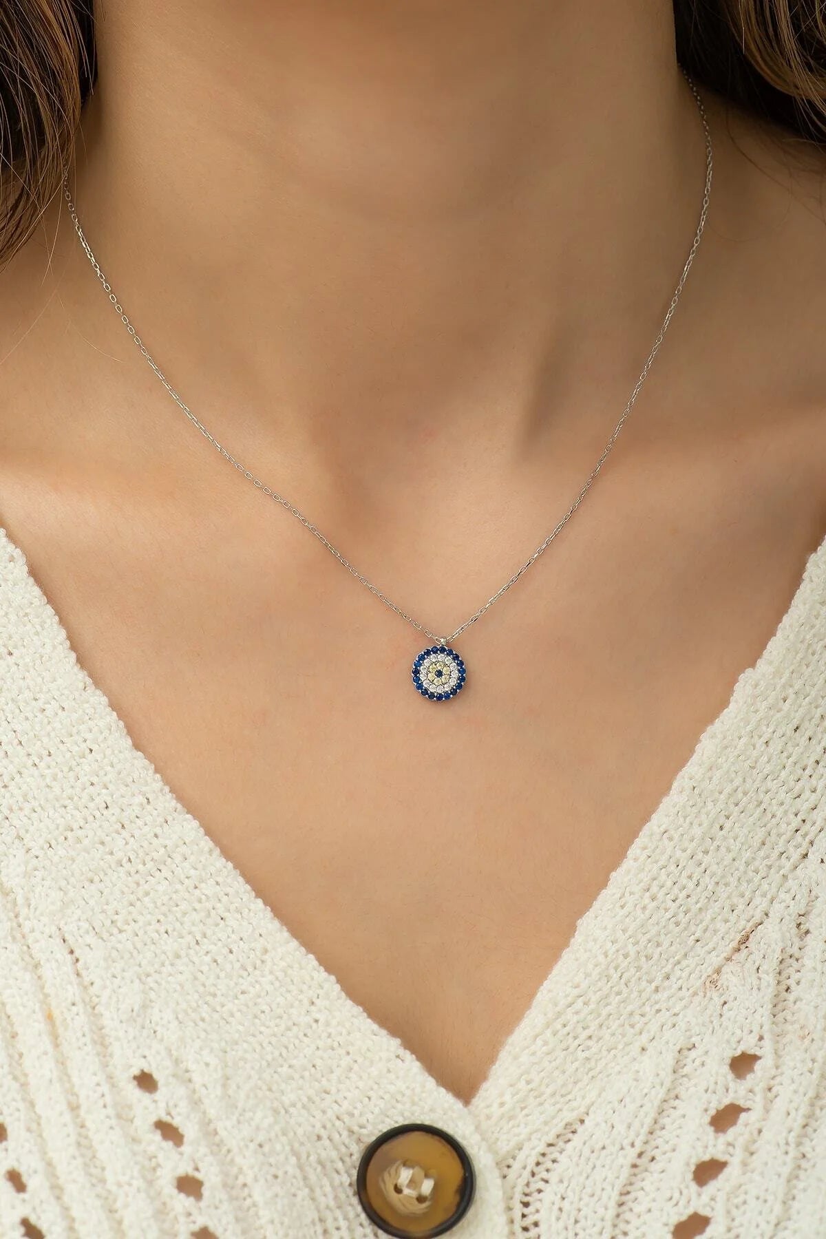 925 Sterling Silver Chain Evil Eye Necklace