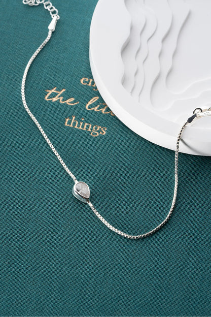 925 Sterling Silver Rhodium Plated Zircon Stone Drop Bracelet