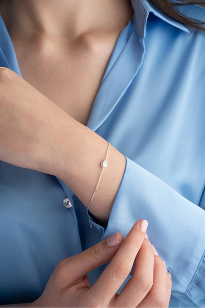 925 Sterling Silver Rhodium Plated Zircon Stone Drop Bracelet