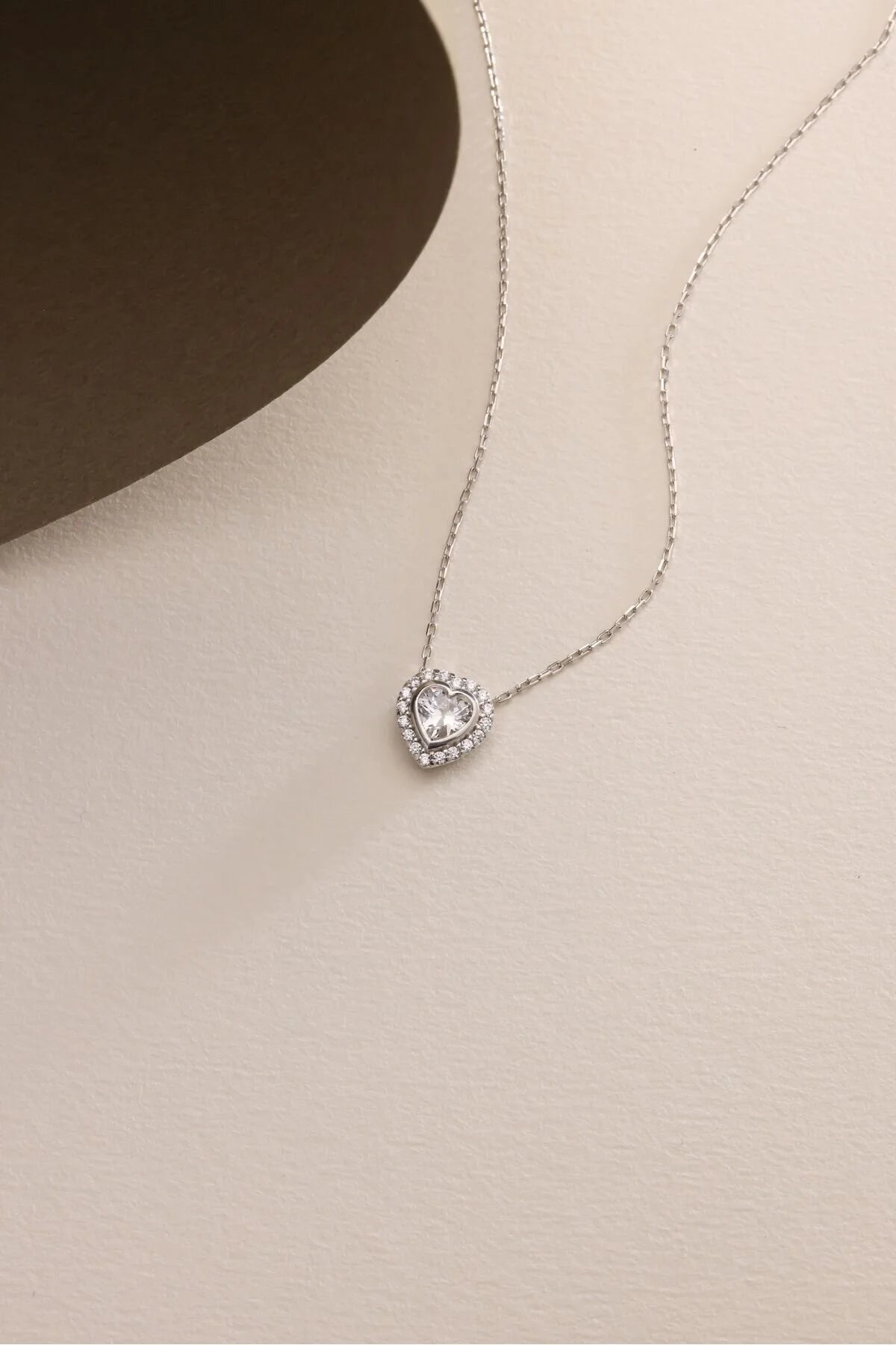 925 Sterling Silver Gold White Stone Heart Necklace