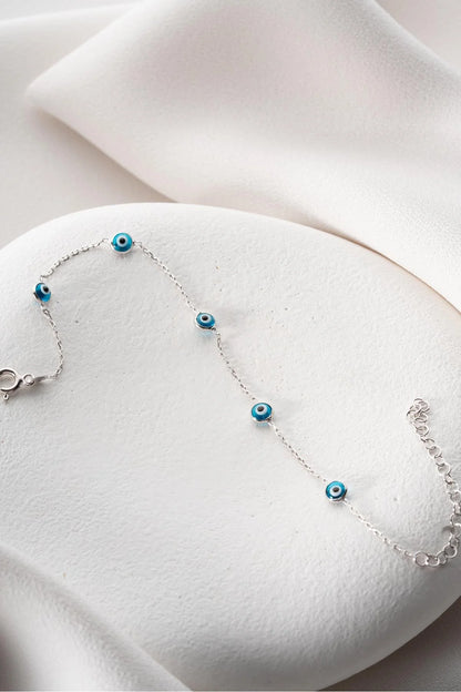 925 Sterling Silver Single Row Evil Eye Bracelet