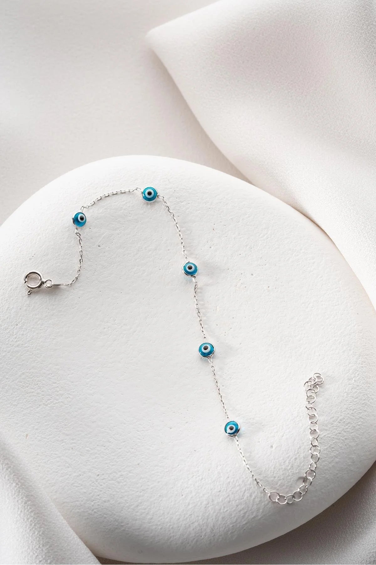 925 Sterling Silver Single Row Evil Eye Bracelet