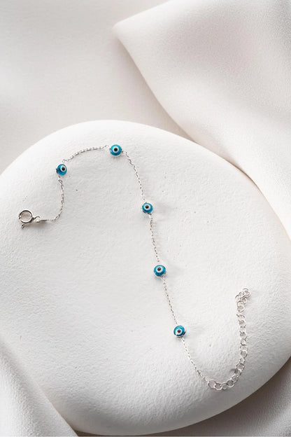 925 Sterling Silver Single Row Evil Eye Bracelet