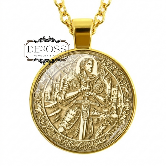 Sir Lancelot Pendant Round Table Knight Necklace,Chivalry Amulet,Noble Charm