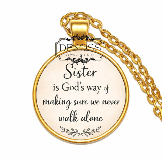 Sister Necklace,God's Way Quote Pendant,Inspirational Jewelry
