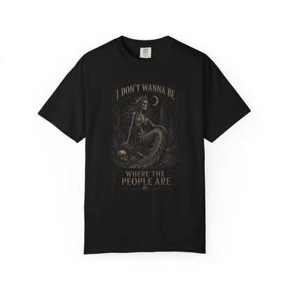 Skeleton Siren I Don't Wanna Be Where The People Are Shirt ,Skeleton Mermaid Emo Shirt ,Grunge Gothic Mermaid Coastal Gothic Summerween Shirt