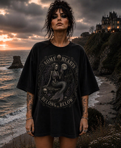 Skeleton Siren Shirt ,Skeleton Mermaid Shirt ,Emo Shirt ,Ocean Grunge Clothes ,Gothic Mermaid Coastal Gothic Summerween Shirt ,Gothic Clothes