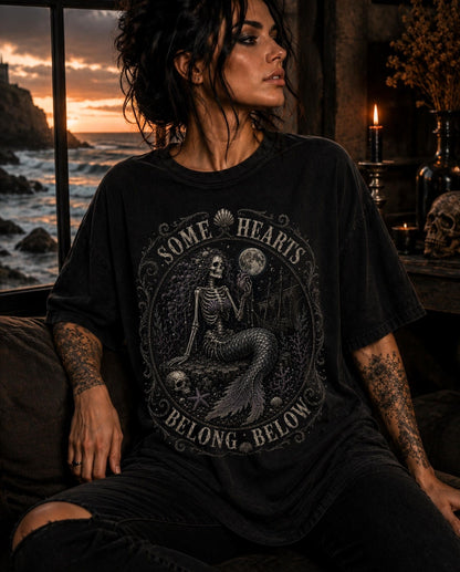 Skeleton Siren Shirt ,Skeleton Mermaid Shirt ,Emo Shirt ,Ocean Grunge Clothes ,Gothic Mermaid Coastal Gothic Summerween Shirt ,Gothic Clothes