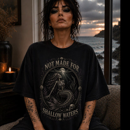 Skeleton Siren Shirt ,Skeleton Mermaid Shirt ,Emo Shirt ,Ocean Grunge Clothes ,Gothic Mermaid Coastal Gothic Summerween Shirt ,Gothic Clothes
