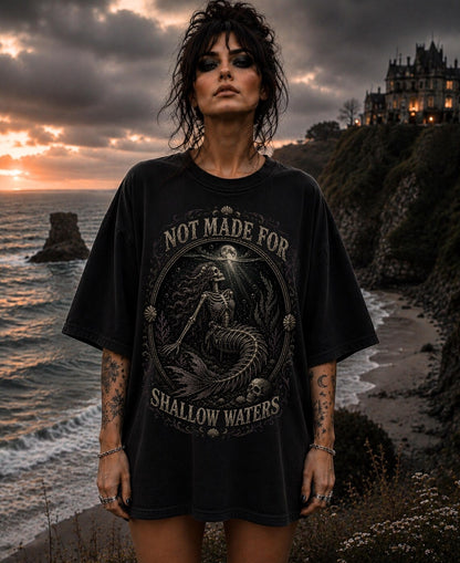 Skeleton Siren Shirt ,Skeleton Mermaid Shirt ,Emo Shirt ,Ocean Grunge Clothes ,Gothic Mermaid Coastal Gothic Summerween Shirt ,Gothic Clothes
