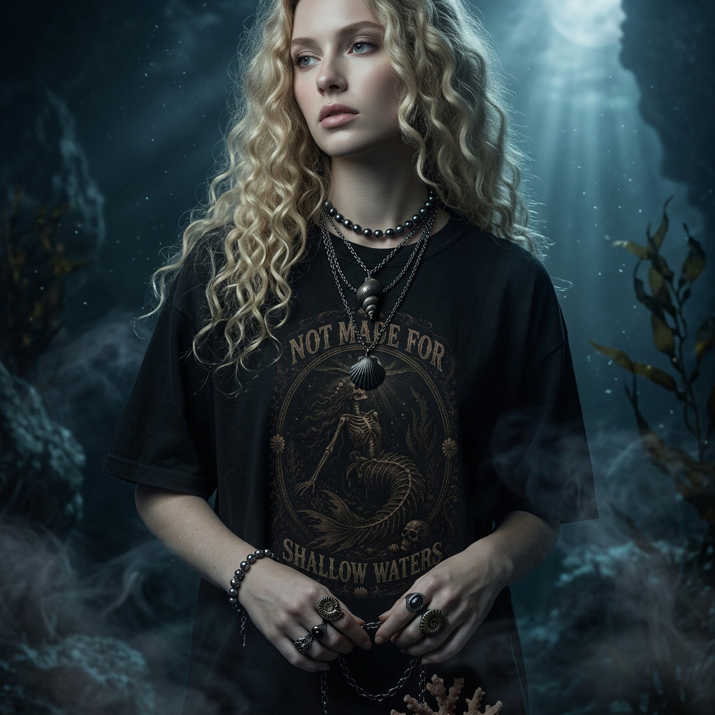 Skeleton Siren Shirt ,Skeleton Mermaid Shirt ,Emo Shirt ,Ocean Grunge Clothes ,Gothic Mermaid Coastal Gothic Summerween Shirt ,Gothic Clothes