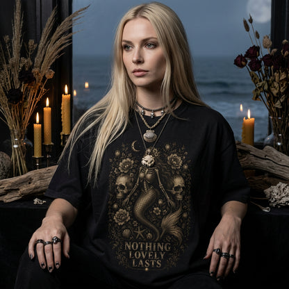 Skeleton Siren Skull Shirt ,Skeleton Mermaid Emo Shirt ,Skull Shirt ,Alt Clothing Gothic Mermaid Coastal Gothic Summerween Shirt ,Gothic Clothes