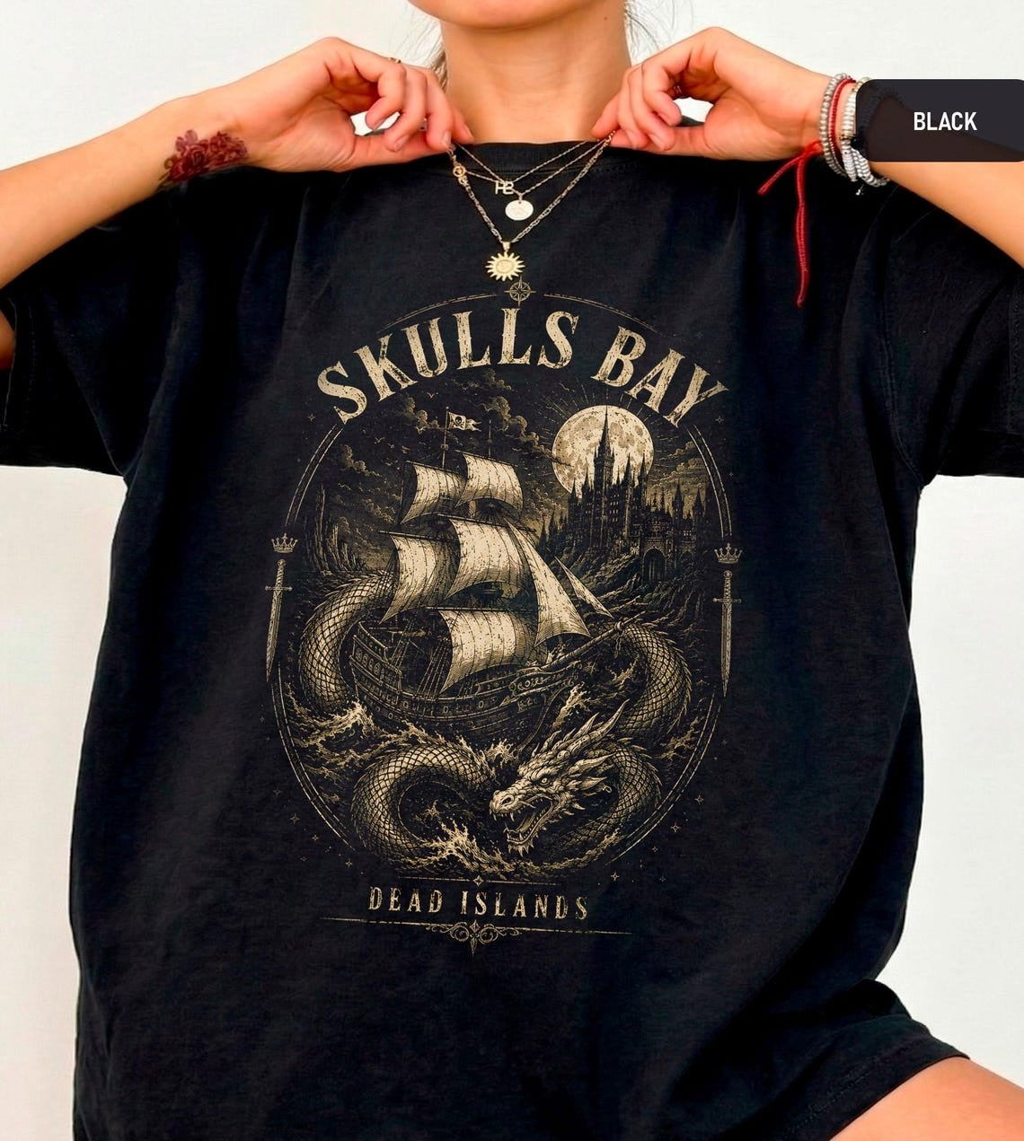 Skull's Bay T-Shirt, Dead Islands Sea Dragon Tee, TOG Bookish Graphic Shirt, Sarah J Maas Romantasy Gift
