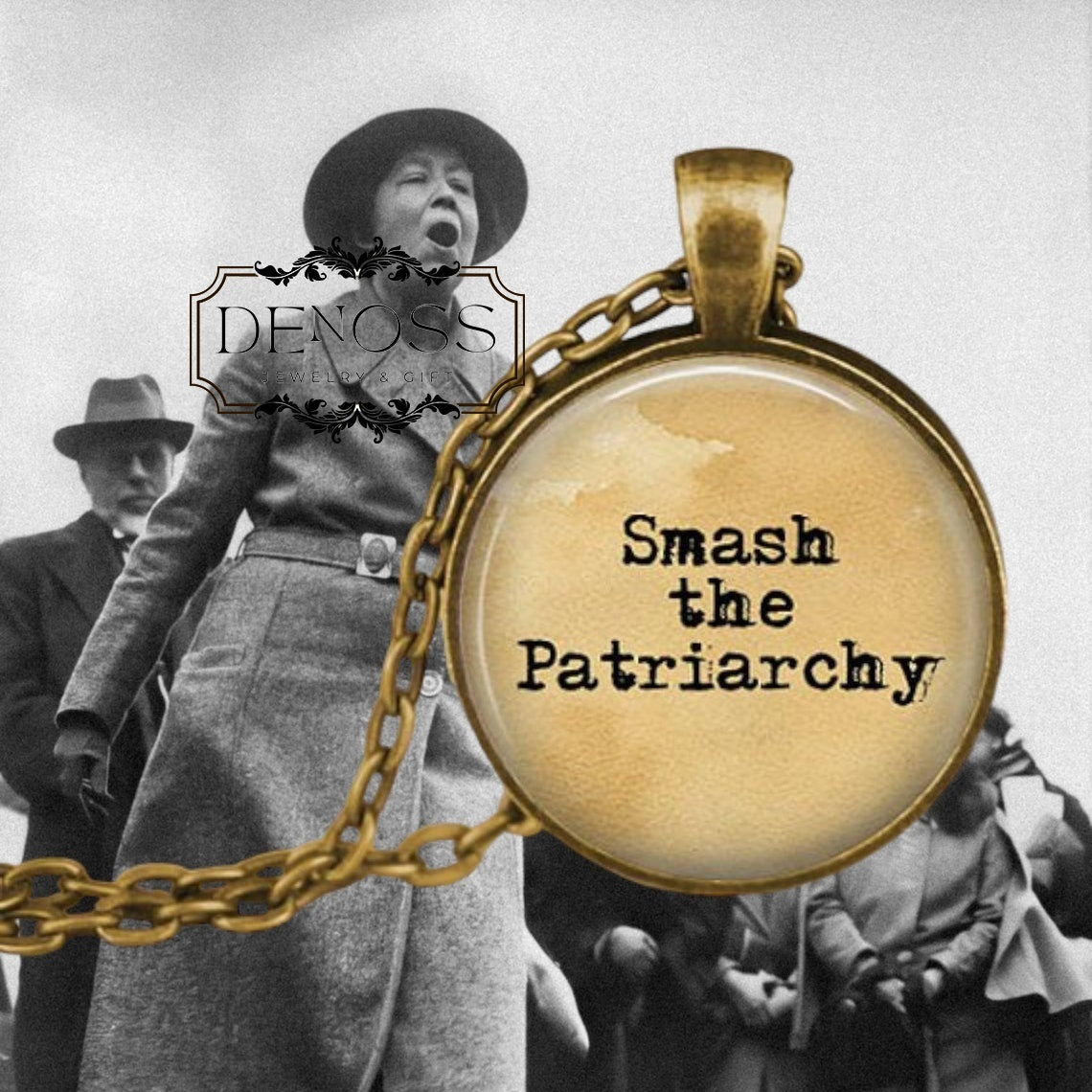 Smash the Patriarchy Pendant Necklace,Feminist Jewelry Gift