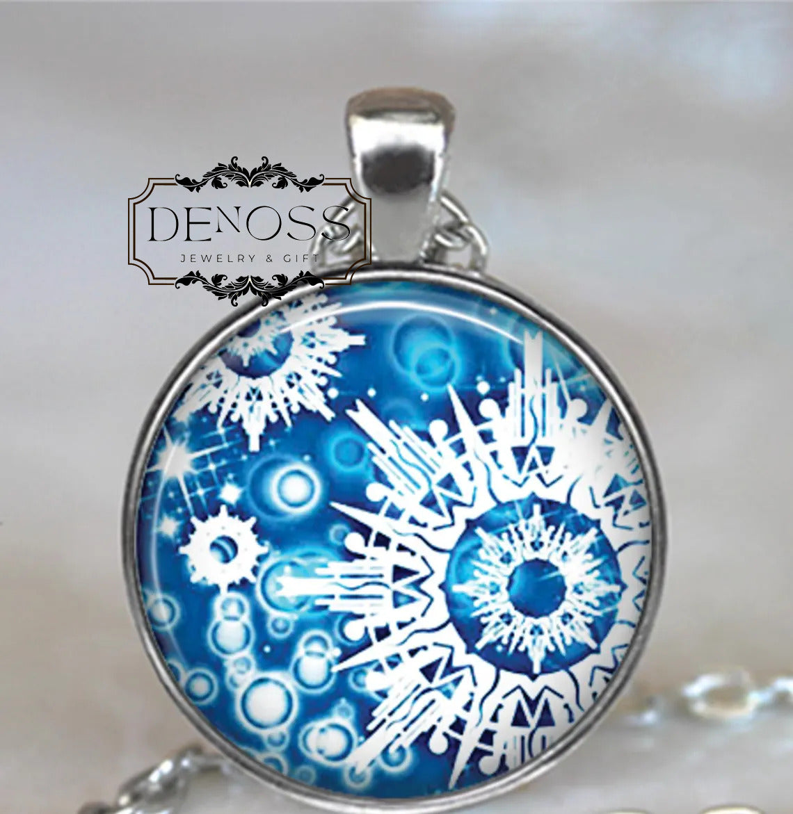 Snowflake necklace,snowflake jewelry,Blue Christmas jewelry,winter jewelry