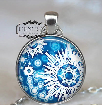 Snowflake necklace,snowflake jewelry,Blue Christmas jewelry,winter jewelry
