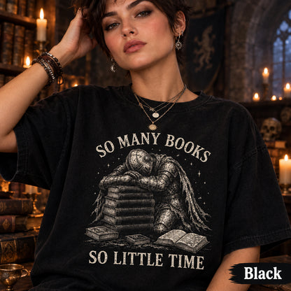 So Many Books So Little Time T-Shirt, Medieval Knight Book Lover Tee