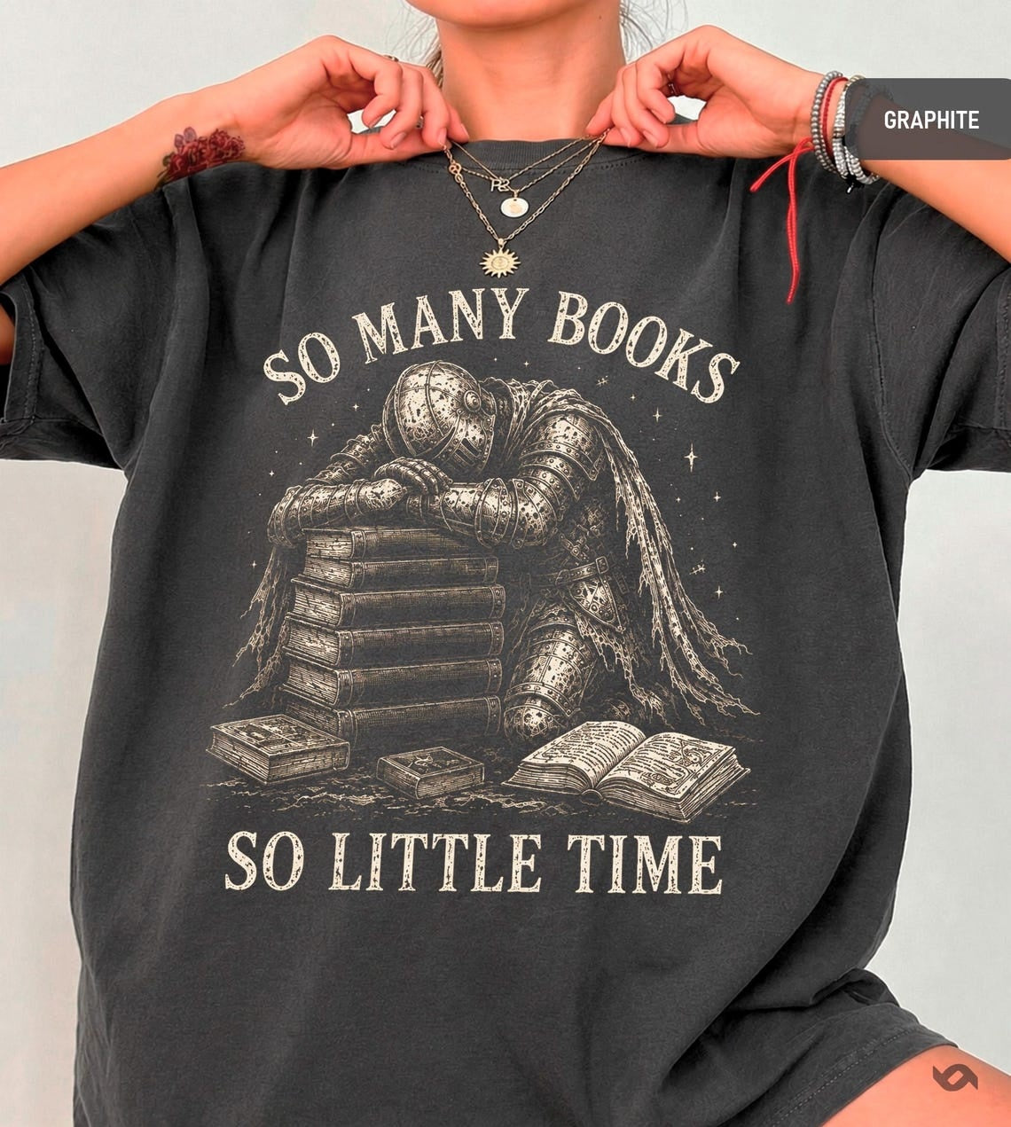 So Many Books So Little Time T-Shirt, Medieval Knight Book Lover Tee