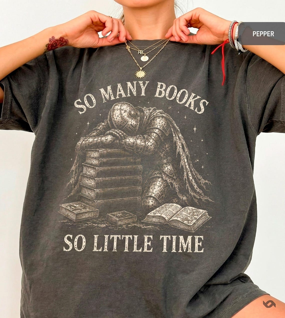 So Many Books So Little Time T-Shirt, Medieval Knight Book Lover Tee