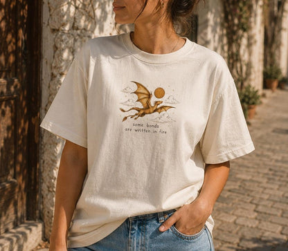 Some Bonds Are Written in Fire Shirt,Golden Dragon Book Lover Shirt, Andarna Fly ,Fantasy Bookish Apparel