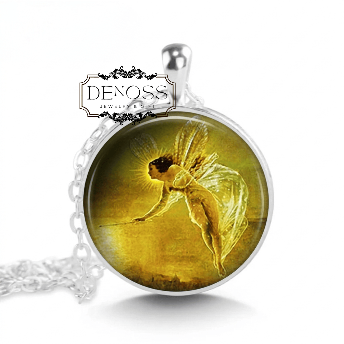 Spirit of the Night Art Nouveau fairy necklace,antique fairy art gift,Grimshaw art,protective spirit Victorian Dark Academia jewelry