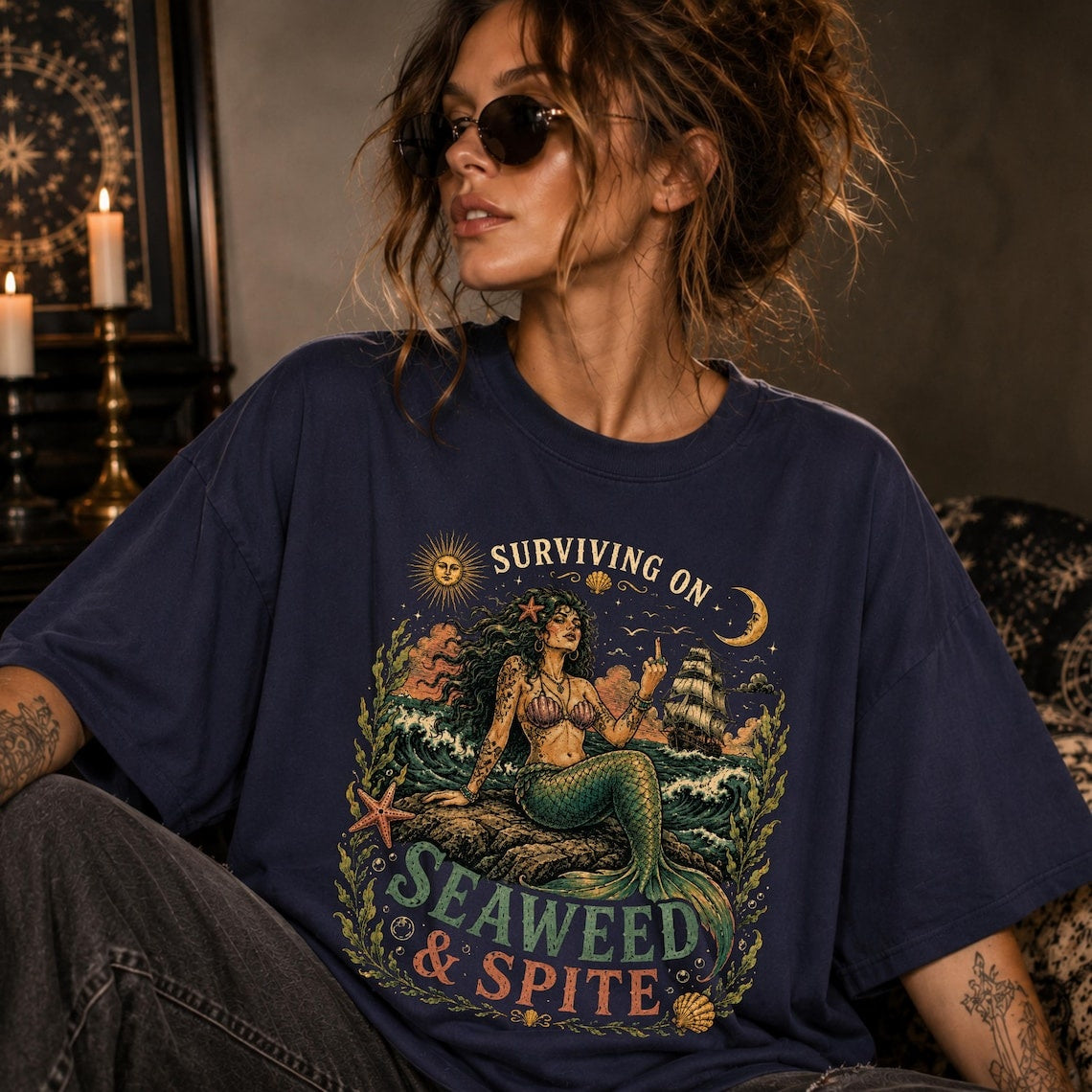 Spite Shirt Siren Dark Humor Shirt ,Mermaid Shirt Unhinged Shirt ,Retro Mermaid Shit Sarcastic Shirt ,Sea Witch Shirt ,Vintage Mermaid Shirt