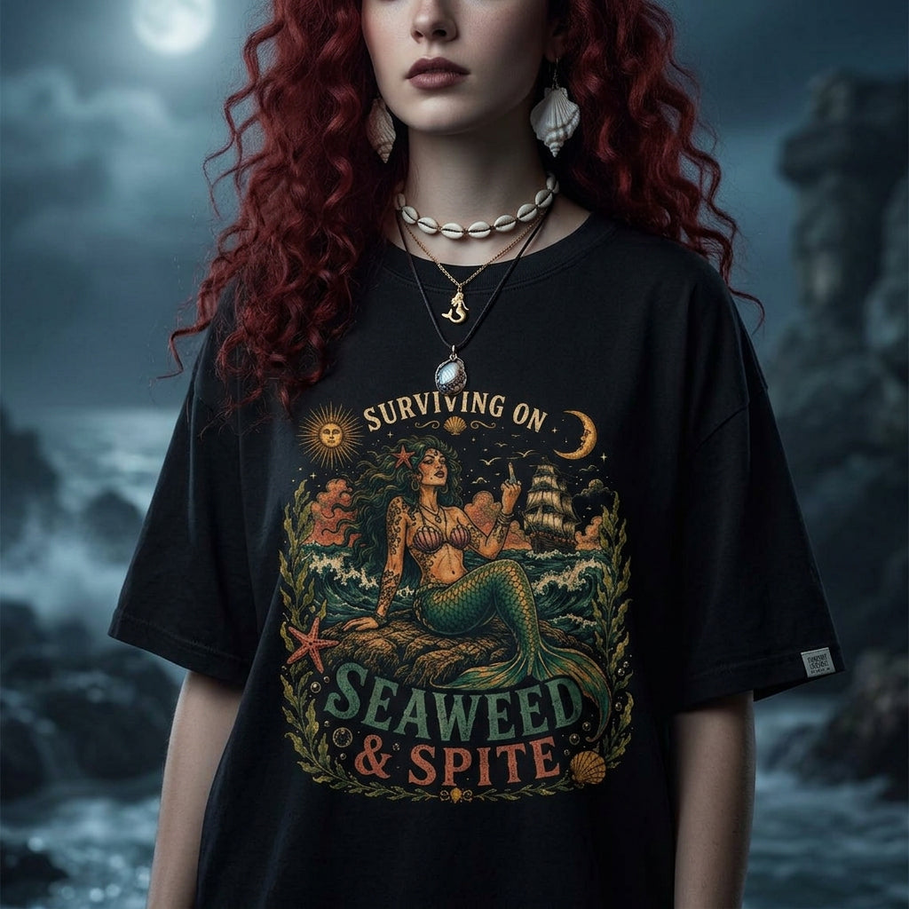Spite Shirt Siren Dark Humor Shirt ,Mermaid Shirt Unhinged Shirt ,Retro Mermaid Shit Sarcastic Shirt ,Sea Witch Shirt ,Vintage Mermaid Shirt
