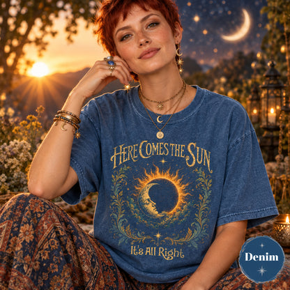 Sun Moon Shirt, Celestial Graphic Tee, Cosmic Eclipse T-Shirt, Mystical Sky Shirt, Boho Astrology Gift