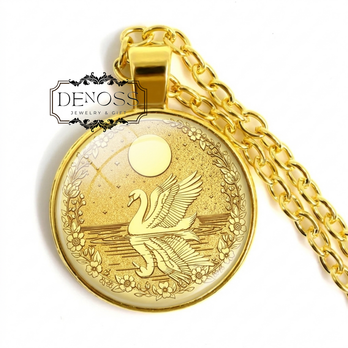 Swan Moon Necklace,Nature Inspired