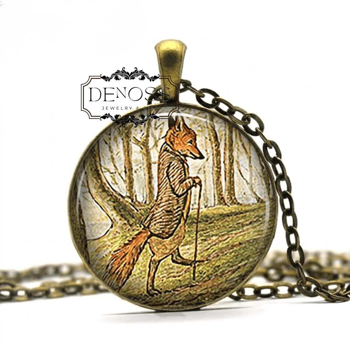 Tale of Mr. Tod Fox Beatrix Potter necklace,Art Nouveau fox necklace,fox jewelry,nature gift,animal lover gift,Beatrix Potter art gift