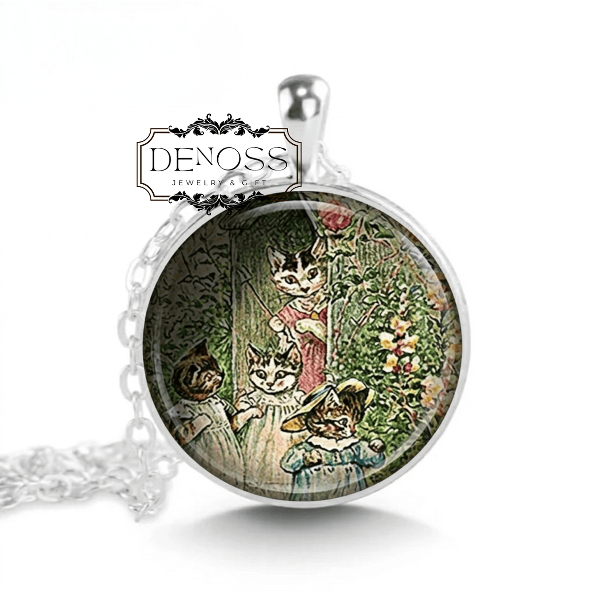 Tale of Tom Kitten Art Nouveau necklace,gift for Mom,kitten jewelry,Beatrix Potter necklace,Mothers Day gift for Mom,cat lover jewelry