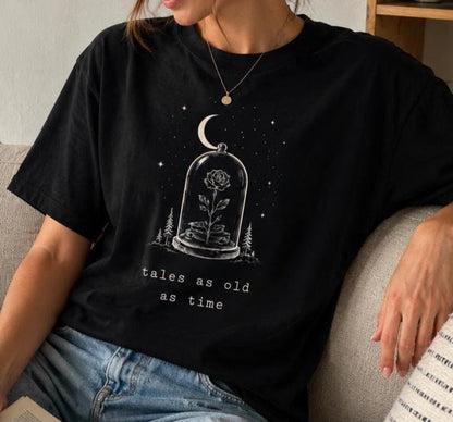 Tales As Old As Time Shirt, Fairytale Reader ,Enchanted Rose Graphic Tee, Fantasy Reading Gift