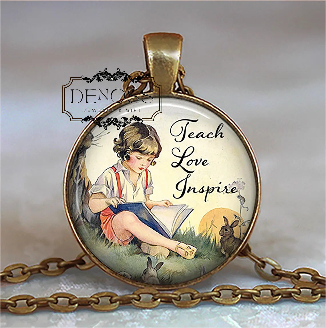 Teach,Love,Inspire necklace,gift for teacher or educator graduation gift for education